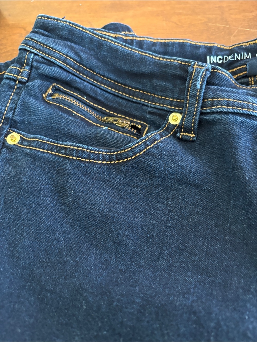 INC Denim Mid Rise Bermuda Dark Wash Jeans Size 10 - Picture 2 of 9